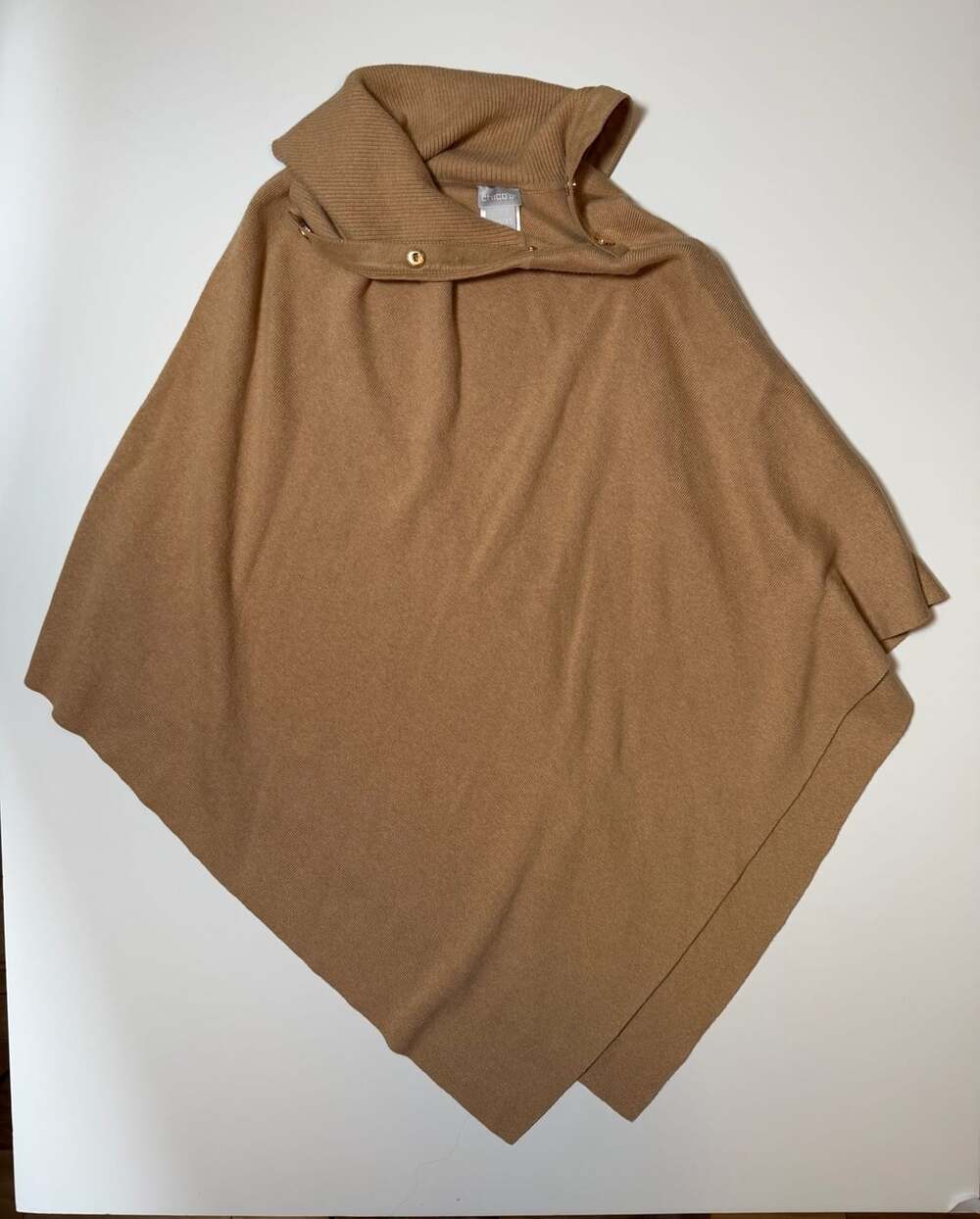 Chico's Big Bet Snap Neck Suede Sweater Poncho Camel Size XXS/XS